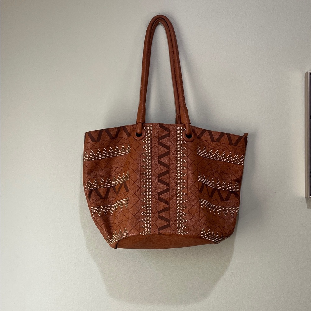 🌸Shiraleah Geometric Brown Tote Bag